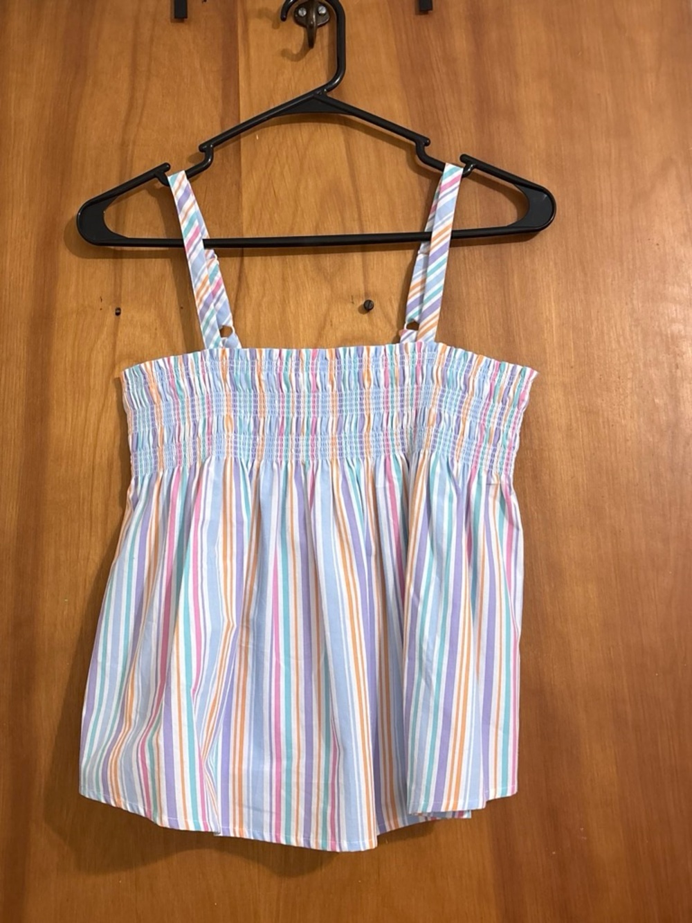 Pastel Multi-Stripe Smocked Tank Top